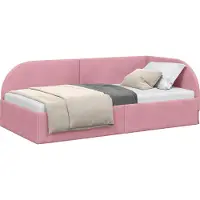 Syfax Cadre de lit d'angle avec tête de lit rose 100 cm x 200 cm velours