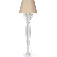 ARTI & MESTIERI Lampadaire Circeo 60X180 Cm En Fer Blanc, Abat-Jour Sable, Design Vintage, Interrupteur Au Pied, Italy