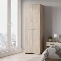 Dmora Pinasca - Armoire 2 Portes, 68x195h cm Chêne Nœuds Marron, 1 Étagère