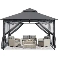 Sonstiges ABCCANOPY Pavillon 2.5x2.5m étanche stable résistant à l'hiver avec filet Gris