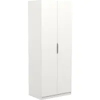 Dmora Fioretta - Armoire 2 Portes, 79x203h cm Blanc Mat, Porte-manteaux