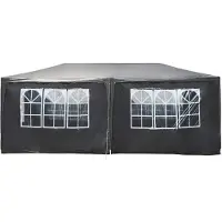 Wiltec Toboli Pavillon 3 x 6 m en gris avec protection UV 50+, gazebo de jardin avec côtés enroulables, tente de réception avec fenêtres, pour terrasse et festival, par exemple