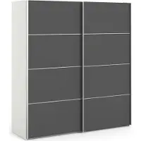 Dmora Accadia - Armoire 2 Portes, 182x202h cm Gris, 2 Étagères
