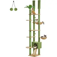 OEM Arbre à chats de sol à plafond, hauteur réglable 230 cm-252 cm, appartements et hamacs confortables, AMT0249GN, XL