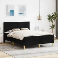 Prolenta Lit exclusif - Structure de lit avec matelas, couleur noire, 140 x 200 cm, en polyester