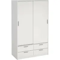 Dmora Frediana - Armoire 2 Portes, 121x200h cm Blanc, 2 Étagères