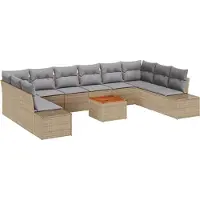 Syfax Ensemble de canapé de jardin 11 pcs beige et gris clair
