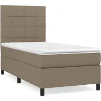 Syfax Sommier à lattes de lit avec matelas Taupe 90x200 cm Tissu
