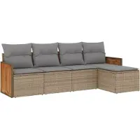 vidaXL Ensemble de salon de jardin 5 pièces avec coussins Beige Poly Rattan