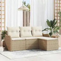 Prolenta Maison Exclusive - Ensemble de canapé de jardin 4 pcs Beige polyrotin
