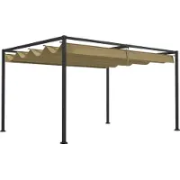Fortuna Lai Pergola 4x3m Pavillon de jardin, toiture de terrasse en acier, pavillon de jardin avec toit réglable, indépendant, protection solaire pour terrasse et jardin, kaki
