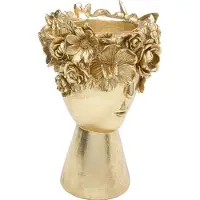 Kare Vase doré couronne fleurs 30cm