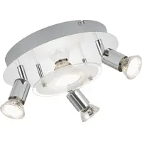 Briloner Plafonnier LEUCHTEN ORNA, 3 W, 250 lm, IP20, chrome, métal-verre, incl., 3x GU10, Ø 25 cm