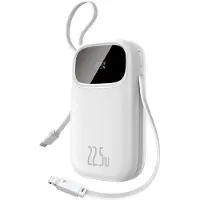 Baseus Batterie externe 20000 mAh EnerFill FC31, 22,5 W, USB-C, Lightning, USB-A, câbles intégrés, affichage LED, blanc