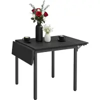 Relaxdays Table à manger pliante , 2 à 4 personnes, L x l x H : 76 x 120 x 78 cm, table pliante peu encombrante, cuisine, MDF et fer, noir