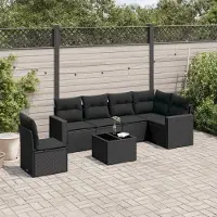 Prolenta Maison Exclusive - Salon de jardin 7 pcs avec coussins noir résine tressée