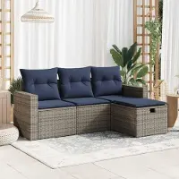 Prolenta Maison Exclusive - Salon de jardin 4 pcs avec coussins gris résine tressée