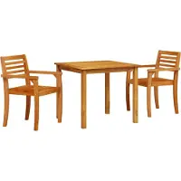 Syfax Ensemble de salle à manger pour jardin 3 pcs Marron