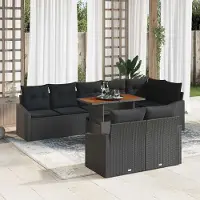 Prolenta Maison Exclusive - Ensemble de salon de jardin composé de 9 pièces, en résine tressée noire