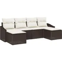 Syfax Ensemble de Canapés avec coussin 6 pcs Marron polyrotin