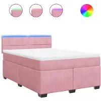 vidaXL Lit boxspring avec matelas rose 140x200 cm velours