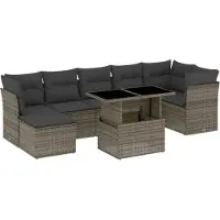 vidaXL Ensemble de jardin canapé 8 pièces avec coussins Gris Poly rotin