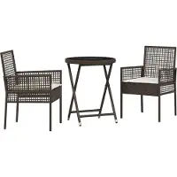 Syfax Ensemble bistro de jardin 3 pcs Marron polyrotin