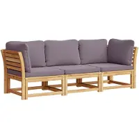Syfax ensemble de salon de jardin 3 pièces avec coussins en acacia massif