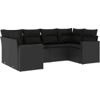 Sonstiges Salon de jardin 6 pcs avec coussins noir résine tressée