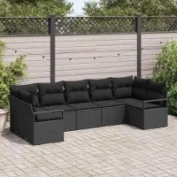 Prolenta Maison Exclusive - Ensemble de canapé de jardin 7 pcs Noir Poly rotin