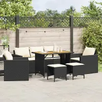 Prolenta Maison Exclusive - Salon de jardin 6 pcs avec coussins noir résine tressée