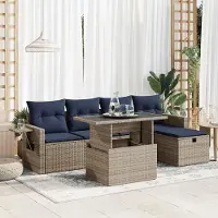 Prolenta Maison Exclusive - Salon de jardin avec coussins 6pcs gris résine tressée acacia