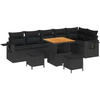 Syfax Ensemble de canapé de jardin 9 pcs Noir polyrotin