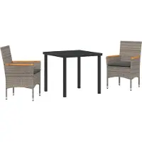 Syfax Ensemble de salle à manger pour jardin 3 pcs Gris polyrotin