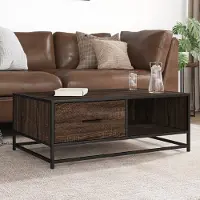 Prolenta Maison Exclusive - Table basse aspect chêne brun 90x57x35 cm Matériau dérivé du bois Métal