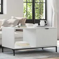 Prolenta Table basse exclusive - Blanche - 90 x 49 x 46 cm - Fabriquée en bois composite