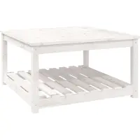Syfax Table de jardin blanc 82,5x82,5x45 cm bois massif de pin