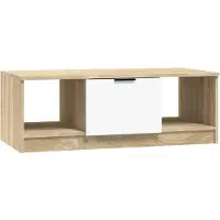 Syfax Table basse blanc et chêne sonoma 102x50x36cm bois d'ingénierie