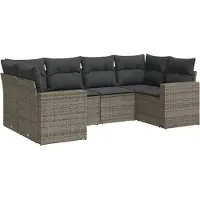 DKD Home Decor ensemble de salon de jardin 6 pièces avec coussins Gris Poly Rattan