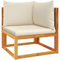 Syfax Canapé d'angle de jardin avec coussins en bois d'acacia et rotin
