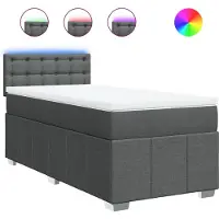 vidaXL Lit boxspring avec matelas gris foncé 90x190 cm Tissu