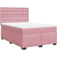 vidaXL Lit boxspring avec matelas rose 160x200 cm velours