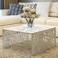 Prolenta Maison Exclusive - Table basse en aluminium argenté à motifs géométriques ajourés
