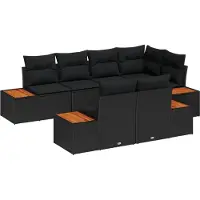 Prolenta Maison Exclusive - Ensemble de canapé de jardin, 7 pièces, en résine tressée noire