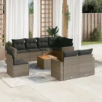 Prolenta Maison Exclusive - Salon de jardin 9 pcs avec coussins gris résine tressée