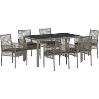 Syfax Ensemble de salle à manger pour jardin 7 pcs Gris polyrotin