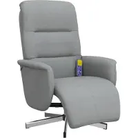Syfax Fauteuil inclinable de massage et repose-pieds gris clair tissu