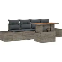 Syfax Ensemble de canapé de jardin 5 pc Gris et marron