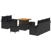 Syfax Ensemble de canapé de jardin avec coussin 8 pcs Noir polyrotin