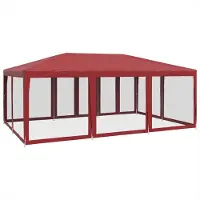 Syfax Tente de fête avec 10 parois latérales maille rouge 6x4 m PEHD